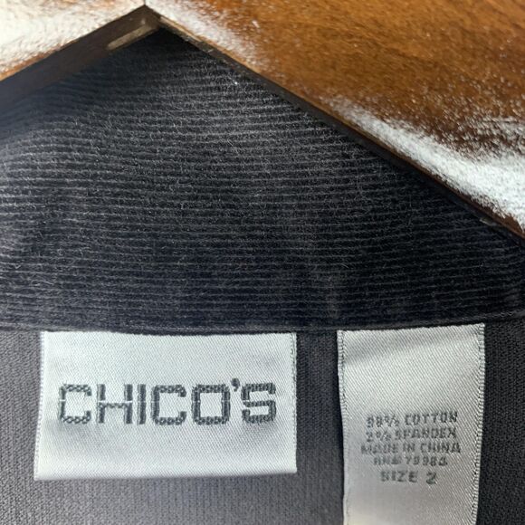 Chicos Jacket Womens 2 (Large) Gray Corduroy Button Front Casual Pockets Coat - Picture 4 of 10